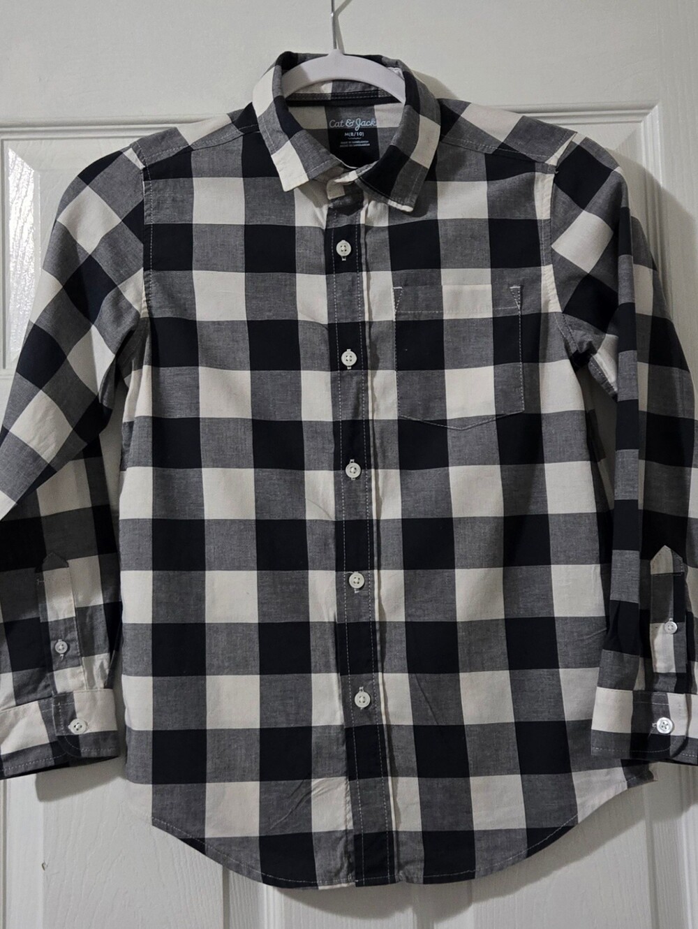 Cat & Jack Black and White Check Button-Down Shirt for Kids
